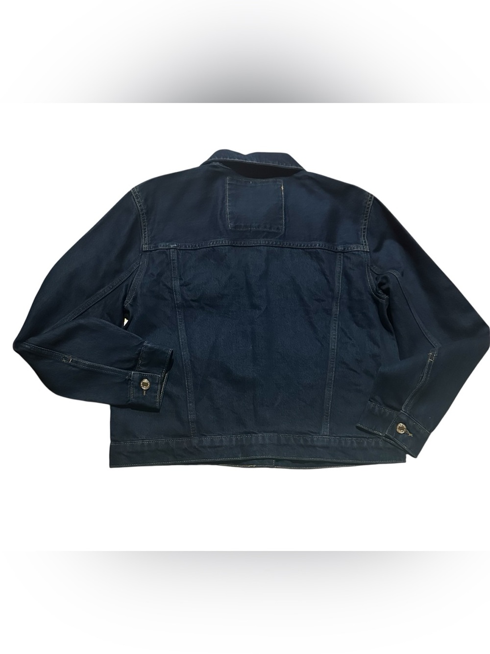 MICHAEL KORS Button Front Denim Jacket 100% Cotton Gold Dark Blue Size L - Picture 7 of 9